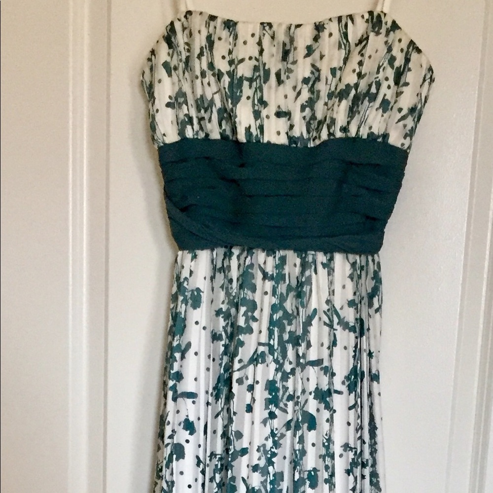 Long BCBGMaxzria Strapless Green/White Dress New 0